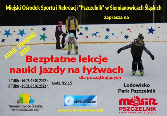 Plakat Nauka jazdy na łyżwach w Parku Pszczelnik.