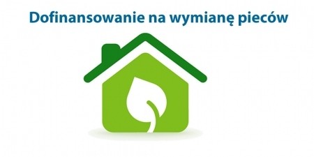Rysunek: zielony domek, pod dachem liść symbolizujący ekologiczne ogrzewanie