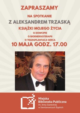 Plakat informujący o spotkaniu z Aleksandrem Trzaską
