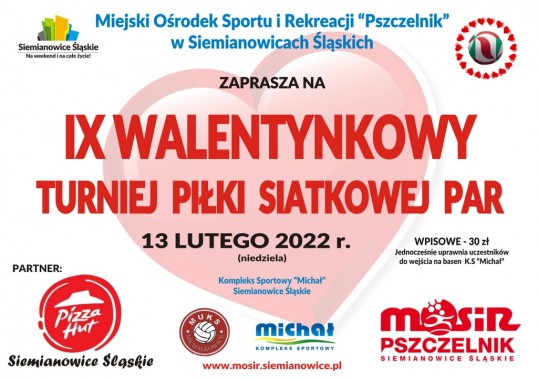 Plakat - IX Walentynkowy Turniej Piłki Siatkowej Par