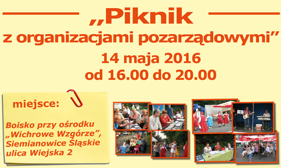 Piknik z organizacjami pozarządowymi - 14 maja godz. 16.00 do 20.00