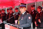 Zastępca Komendanta Wojewódzkiego PSP przemawia przy mównicy
