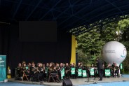 Występ Górniczej Orkiestry Dętej Bytom - muzycy frontem w trakcie koncertu