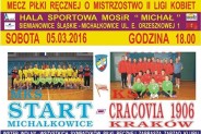 Plakat zapraszajacy na mecz piłkarek ręcznych MKS Start Michałkowice