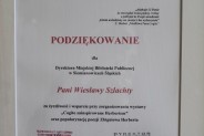 Podziękowania dla Dyrektora MBP - Wiesławy Szlachty