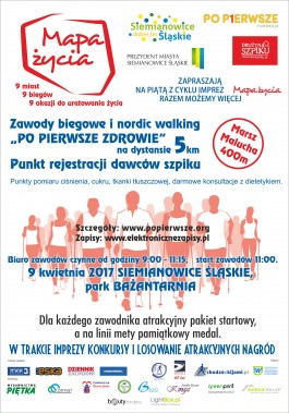 Plakat Biegu w Siemianowicach Śląskich "Mapa Życia" Fundacji Po pierwsze