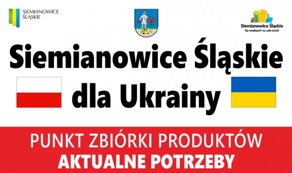Plakat informujący o zbiórce produktów na pomoc dla uchodźców z Ukrainy