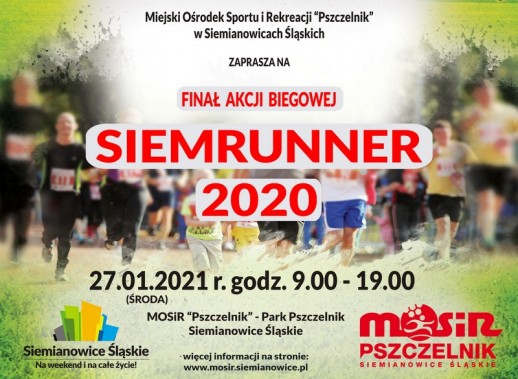 Plakat zapraszający na zakończenie akcji "SIEMRUNNER 2020"