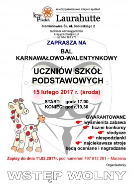 Plakat, Zaproszenie na Bal Karnawałowo-Walentynkowy