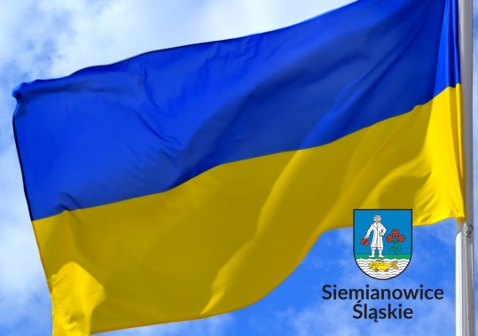 Flaga Ukrainy i Herb Miasta Siemianowice Śląskie