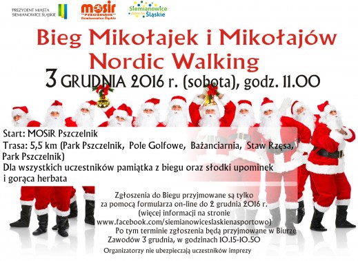 Plakat na Bieg Mikołajek i Mikołajów