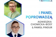 Slajd przedstawiający prowadzących panel: Agnieszkę Chomicką-Bosy oraz Pawła Pindura