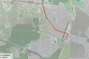 Orientacyna mapa z projektem nowej lini tramwajowej
