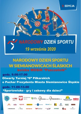 plakat informujący o Narodowym Dniu Sportu w Siemianowicach Śląskich
