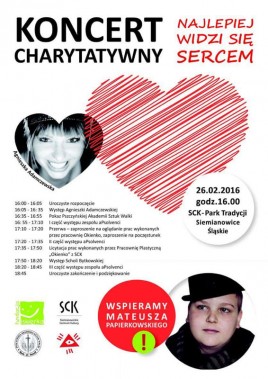 Plakat na koncert charytatywny "Najlepiej widzi się sercem"