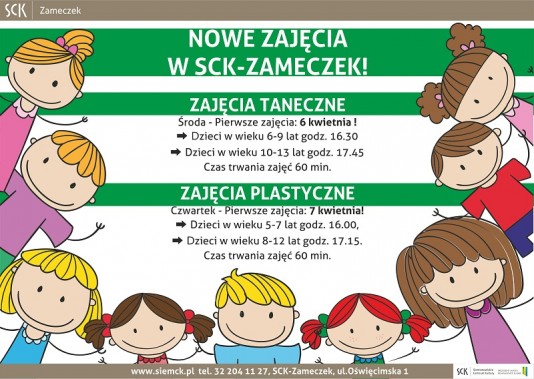 Nowe zajęcia w SCK-Zameczek - plakat
