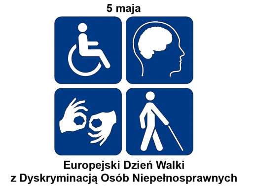 Grafika przedstawiająca Europejski Dzień Walki z Dyskryminacją Osób Niepełnosprawnych.