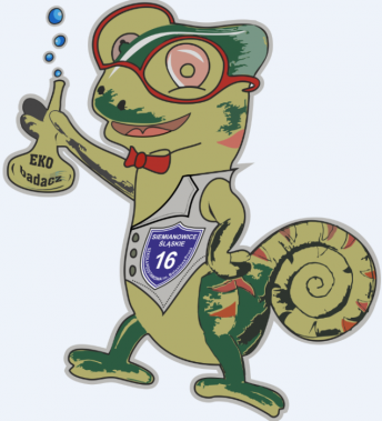 Znak graficzny programu EKOBADACZ - zielony kameleon