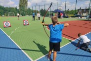 Dzieci podczas zajęć sportowych na Siemianowickich Sportowych Sobót z AZS UŚ Katowice