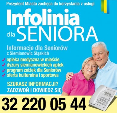 Plakat informacyjny o infolinii dla seniora