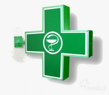 Zielony krzyż z eskulapem