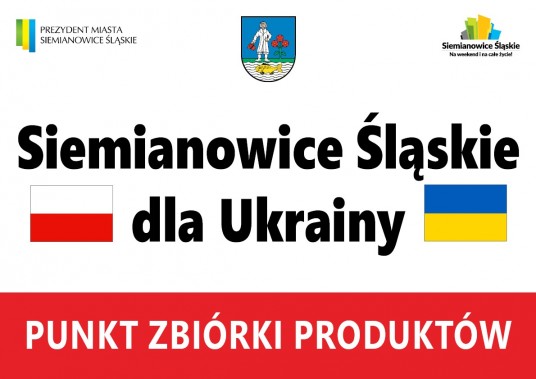 Grafika informująca o punkcie zbiórki produktów wysyłanych na Ukrainę