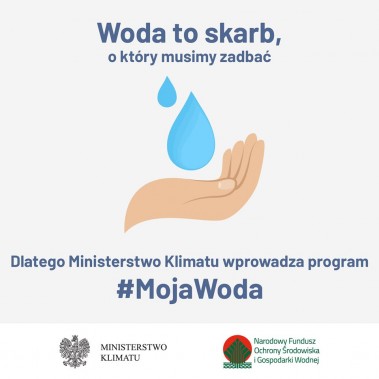 Woda to skarb, o który musimy zadbać - sentencja na znaku graficznym opracowanym przez Wojewódzki…