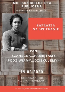 W Bibliotece o Annie Szaneckiej - plakat