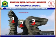 Grafika konkursowej strony internetowej pt. „Trzy powstańcze skrzydła”.