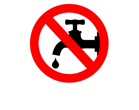 Znak: przekreślony kran z wypływająca kroplą wody